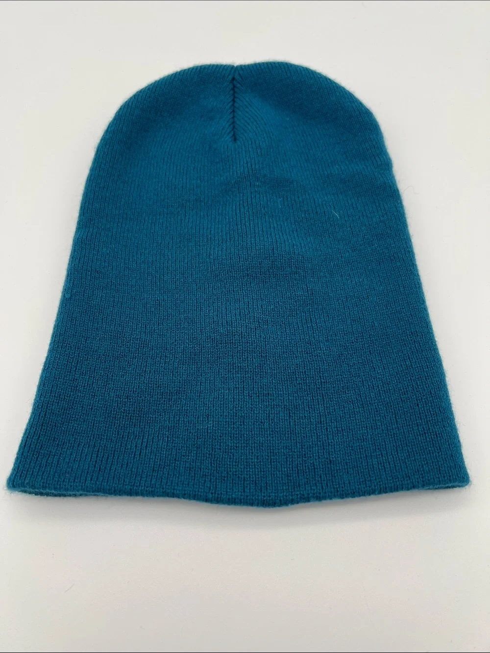 Embroidered Teal Cuff Beanie with Yin Yang Cat Design